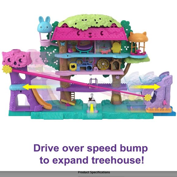 Polly Pocket Doll House, Pet Adventure Treehouse and 2 Dolls, Mini Toys - Picture 3 of 6